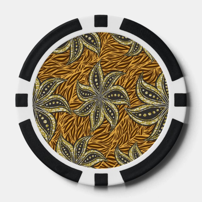 Jetons De Poker Style Batik Floral Abstrait africain (Recto)