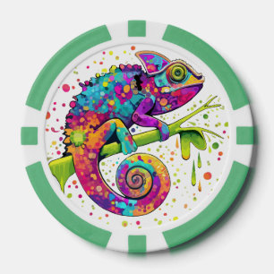 Jetons De Poker Style d'aquarelle des teintures Chameleon