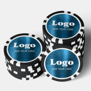 Jetons De Poker Style métallisé bleu Logo personnalisé d'entrepris