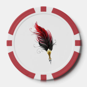 Jetons De Poker Stylo rouge en plumes avec nib or