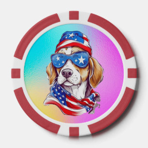 Jetons De Poker Sublimation de chien du 4 juillet-66361