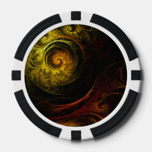 Jetons De Poker Sunrise Floral Red Abstrait Art