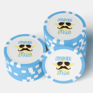 Jetons De Poker Super Star avec lunettes de soleil et moustache