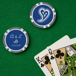 Jetons De Poker Sweet Paisley Hearts en bleu