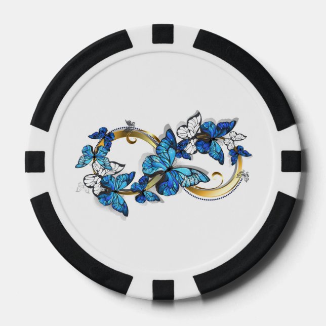 Jetons De Poker Symbole infini de papillons Morpho bleus (Recto)