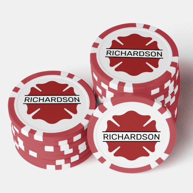 Jetons De Poker Symbole logo rouge du pompier personnalisé (Empiler)