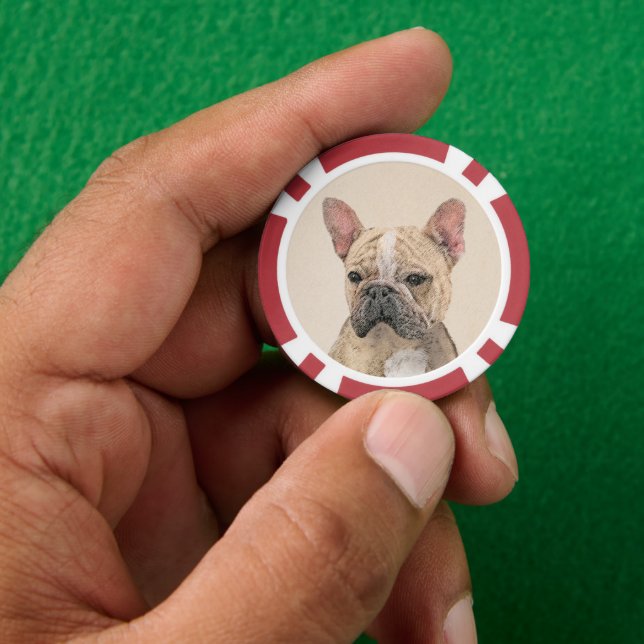 Jetons De Poker Tableau Français Bulldog (Sable) - Joli Original D (main)