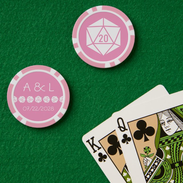Jetons De Poker Tabletop Chic en rose pétale (Table de poker (double))