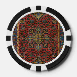 Jetons De Poker Tapis Persan Rouge Bleu Classique