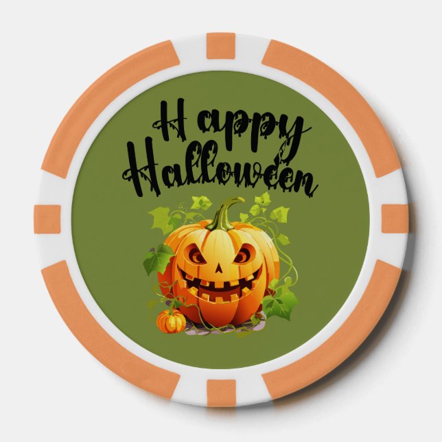 Jetons De Poker Tasse de brassage Happy Halloween Jack-O-Lantern  (Recto)