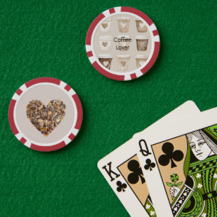 Jetons De Poker Tasses cœur café crème