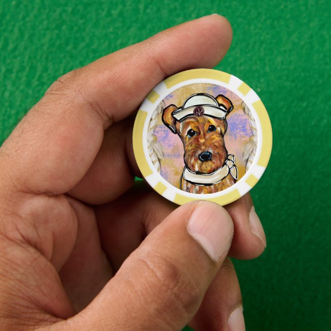 JETONS DE POKER TERRIER AIREDALE   (main)