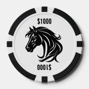 Jetons De Poker Tête de magnifique cheval noir avec montant