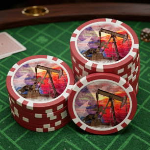 Jetons De Poker Texas Oil Pumpjack : patrimoine artistique de l'Ét