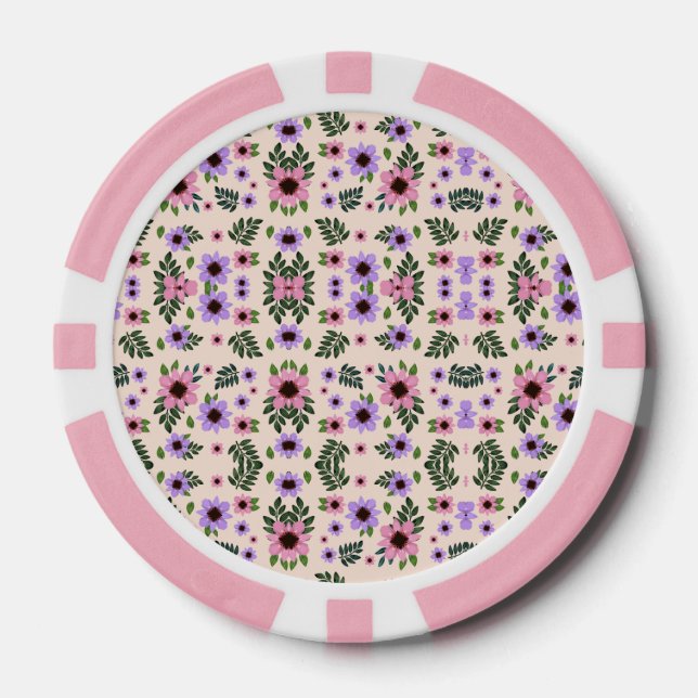 Jetons De Poker The image shows poker chips with a floral pattern (Recto)