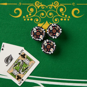 Jetons De Poker Thème de motif de casino sur fond noir