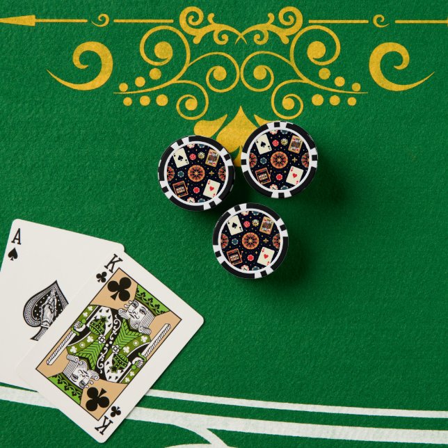 Jetons De Poker Thème de motif de casino sur fond noir (Table de poker (pile))