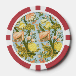 Jetons De Poker Tissu damassé classique baroque floral fruit