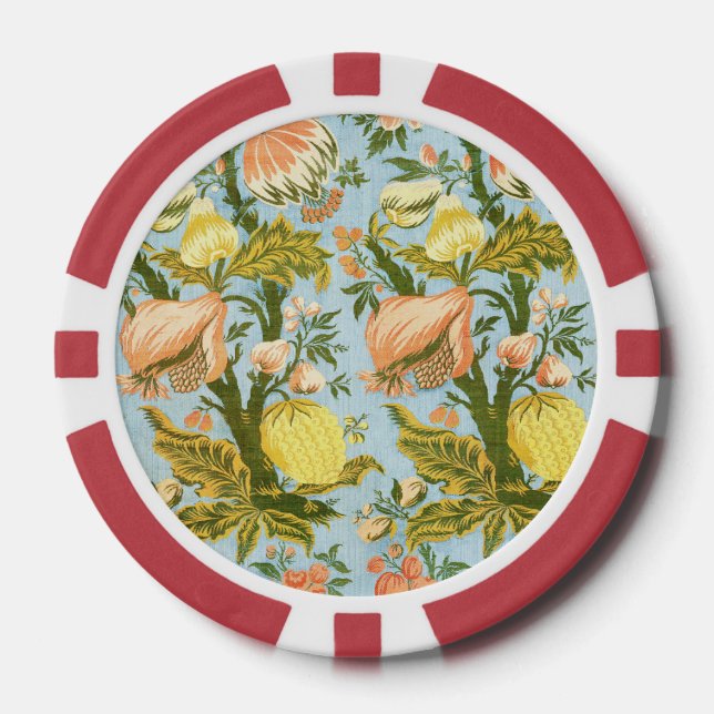 Jetons De Poker Tissu damassé classique baroque floral fruit (Recto)