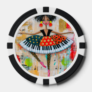 Jetons De Poker Touche de piano fantaisiste Musique Ballerine