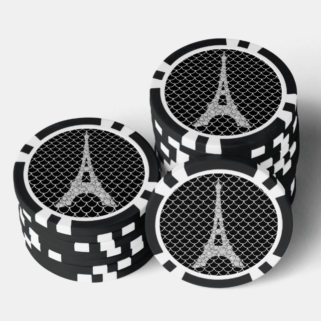 Jetons De Poker Tour Eiffel Bling Argent (Empiler)