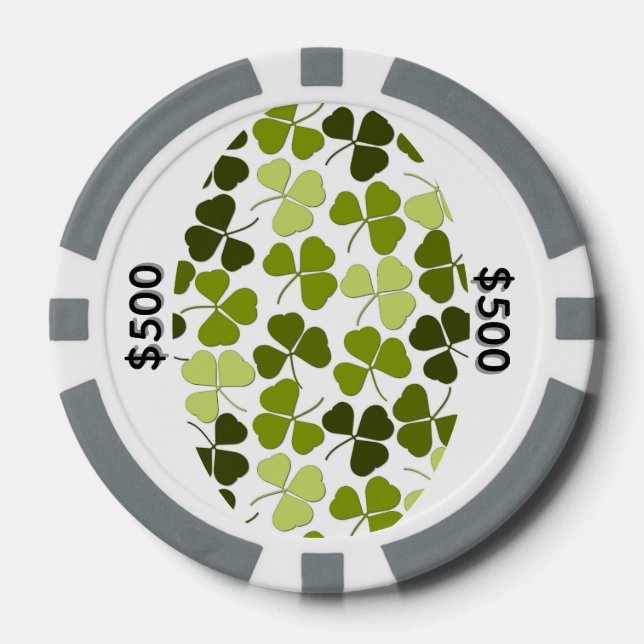 Jetons De Poker Trèfle vert dans une variété de nuances (Recto)