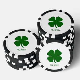 Jetons De Poker Trèfle vert personnalisé
