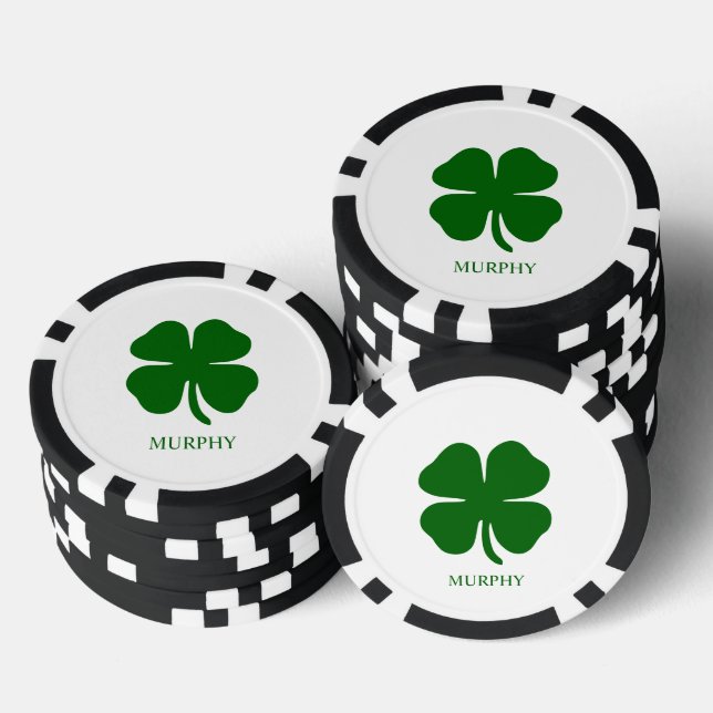 Jetons De Poker Trèfle vert personnalisé (Empiler)