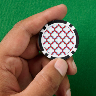 Jetons De Poker Trellis blanc et rouge, treillis, Quatrefoil