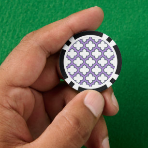 Jetons De Poker Trellis blanc et violet, treillis, Quatrefoil