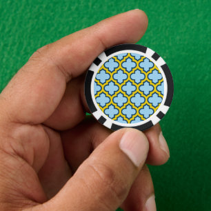 Jetons De Poker Trellis bleu et jaune, treillis, Quatrefoil