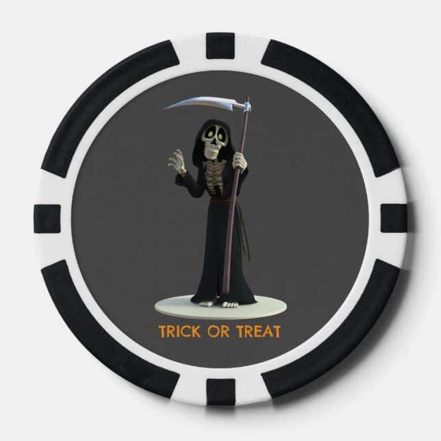 Jetons De Poker Trick or Treat. Cartoon Grim Reaper (Recto)