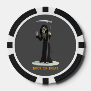 Jetons De Poker Trick or Treat. Grim Reaper de dessin animé