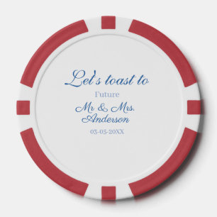 Jetons De Poker trinquons aux futurs mr & mrs couple mariage bleu