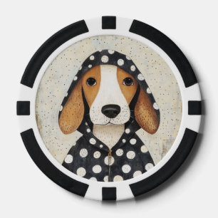 Jetons De Poker Triste chiot Beagle en sweat à capuche à pois