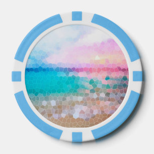 Jetons De Poker Tropical Morning Sunrise Stain Glass Beach