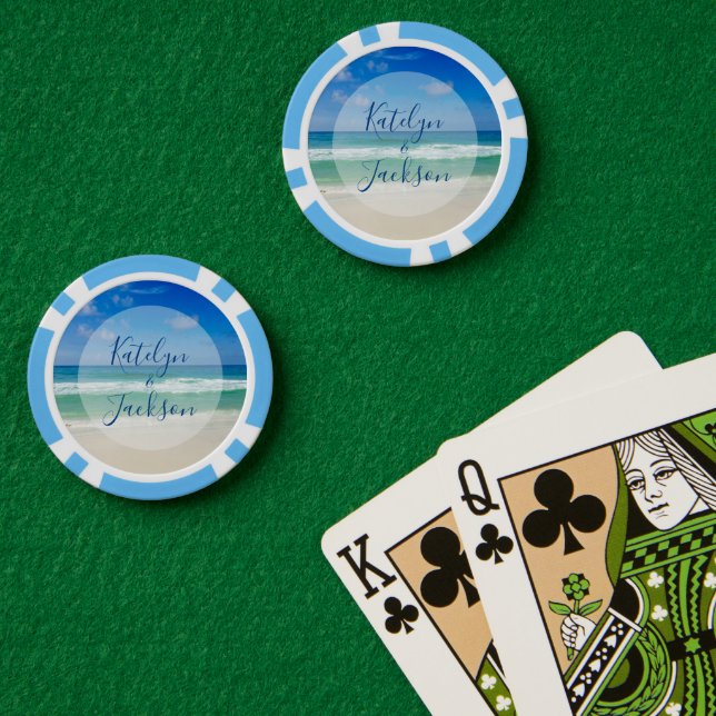 Jetons De Poker Tropical Ocean Waves Photography Beach Wedding (Table de poker (double))