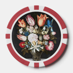 Jetons De Poker Tulipes et Roses Hollandaises Antiques de Bosschae