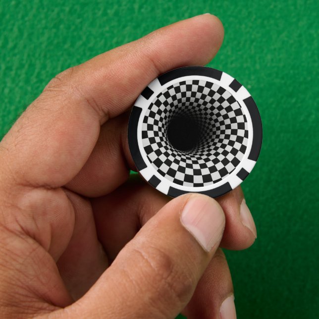 Jetons De Poker Tunnel d'illusion optique en noir et blanc (main)