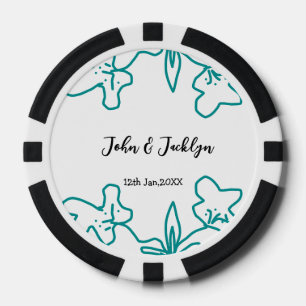 Jetons De Poker Turquoise bleu couple marié date flstylish