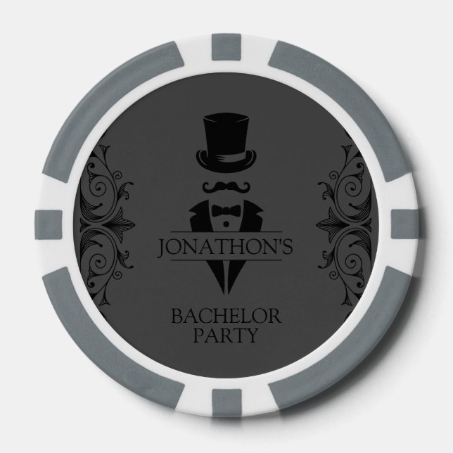 Jetons De Poker Tuxedo Enterrement de Vie de Garçon Gris (Recto)