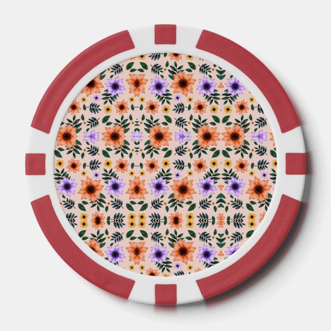 Jetons De Poker Two poker chips are shown each featuring a floral (Recto)