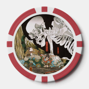 Jetons De Poker Ukiyo-e vintage : l'art du spectre de squelette de