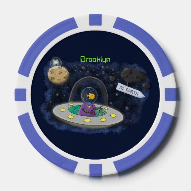 Jetons De Poker Un joli poisson heureux dans l'espace dessin animé (Recto)