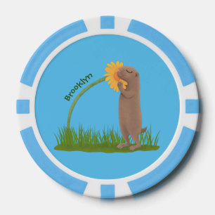 Jetons De Poker Un mignon chien de prairie reniflant la caricature