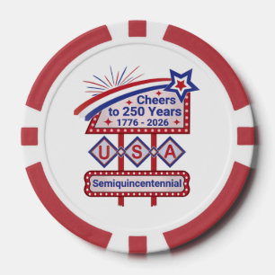 Jetons De Poker USA 250 personnalisé - Marquee Rétro Patriotique