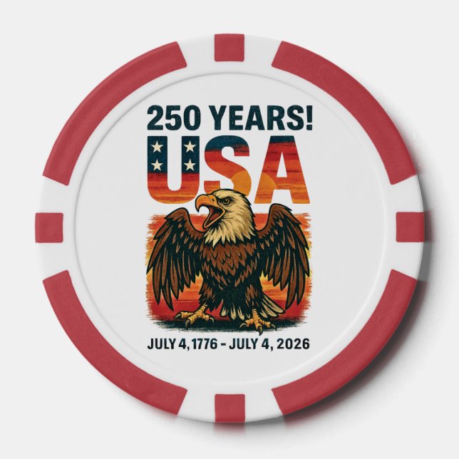 Jetons De Poker USA 250 Years - Patriotic Bald Eagle 4 juillet 202 (Recto)