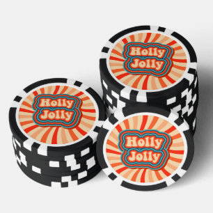 Jetons De Poker Vacances de Noël rétro Holly Jolly Typographie
