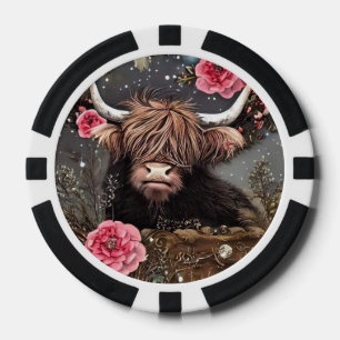 Jetons De Poker Vache Highland avec chips de poker Rose