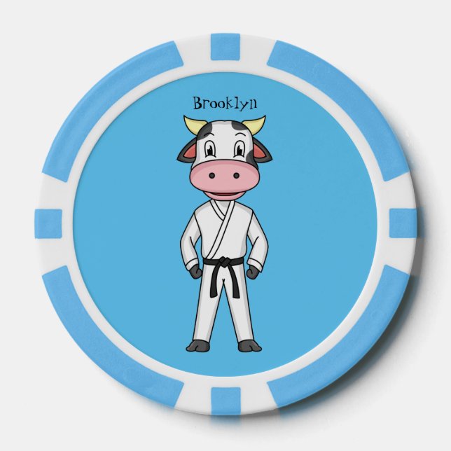 Jetons De Poker Vache mignonne en combinaison kung fu (Recto)